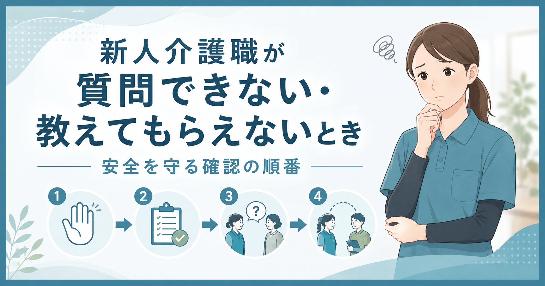 新人介護職が質問できないときの安全を守る確認手順のイメージ
